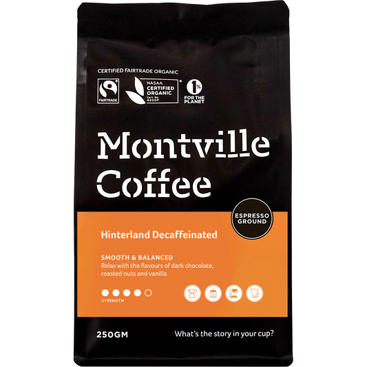 Montville Coffee Decaf Coffee Ground Espresso Hinterland Blend