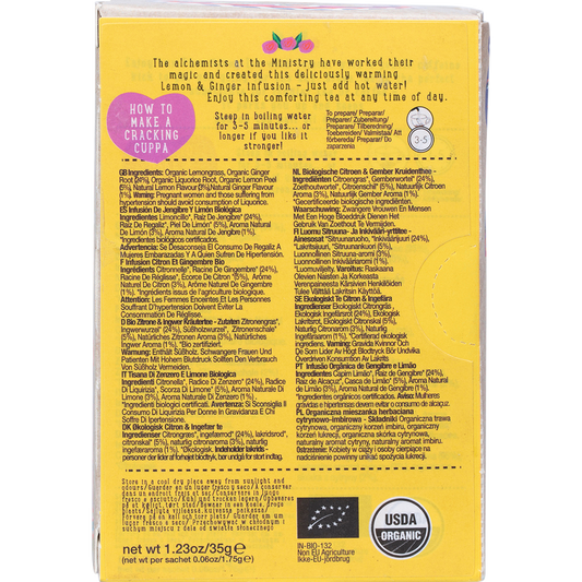 Ministry of Tea Organic Lemon & Ginger Infusion Tea Bags