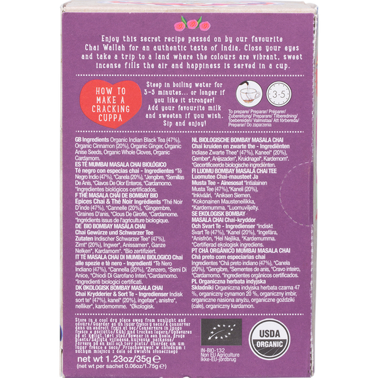 Ministry of Tea Organic Bombay Masala Chai Tea Bags