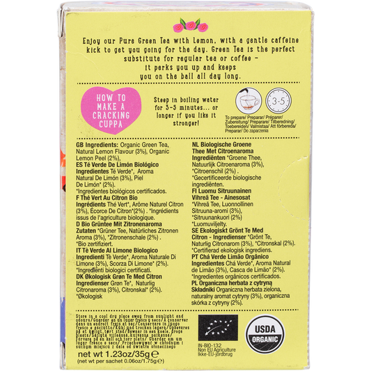 Ministry of Tea Organic Lemon Green Tea Bags