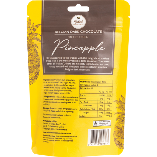 Naked Chocolate Co Freeze Dried Pineapple Dark Chocolate
