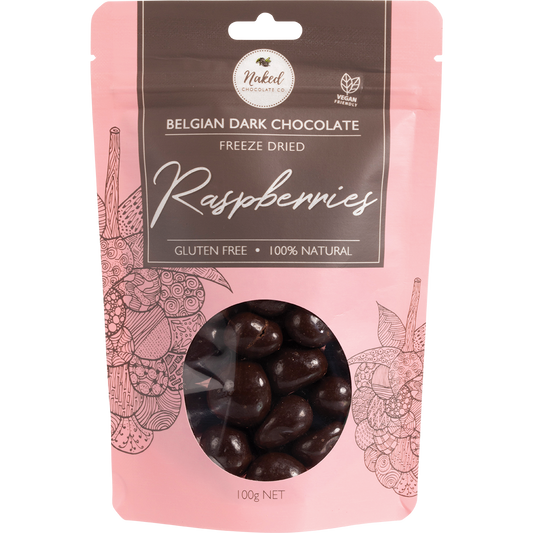 Naked Chocolate Co Freeze Dried Raspberries Dark Chocolate