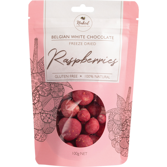 Naked Chocolate Co Freeze Dried Raspberries White Chocolate