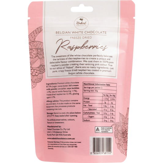 Naked Chocolate Co Freeze Dried Raspberries White Chocolate