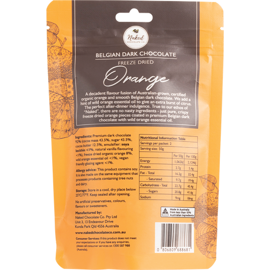 Naked Chocolate Co Freeze Dried Orange Dark Chocolate