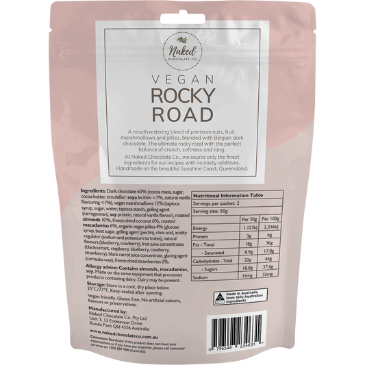 Naked Chocolate Co Vegan Rocky Road Dark Chocolate