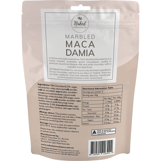 Naked Chocolate Co Marbled Macadamia Milk and White Chocolate