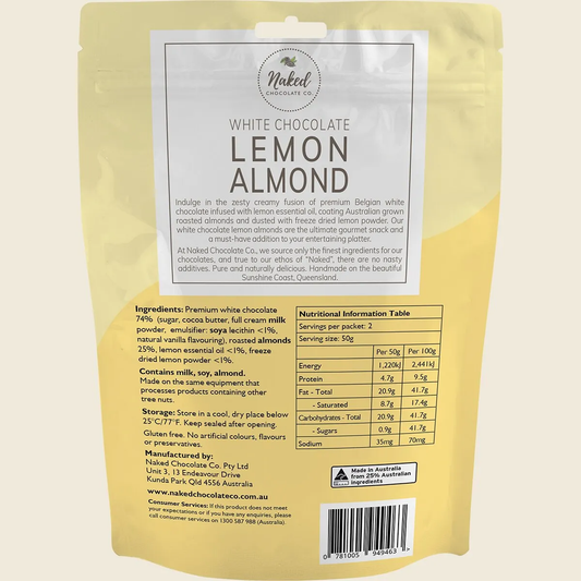 Naked Chocolate Co Lemon Almond White Chocolate