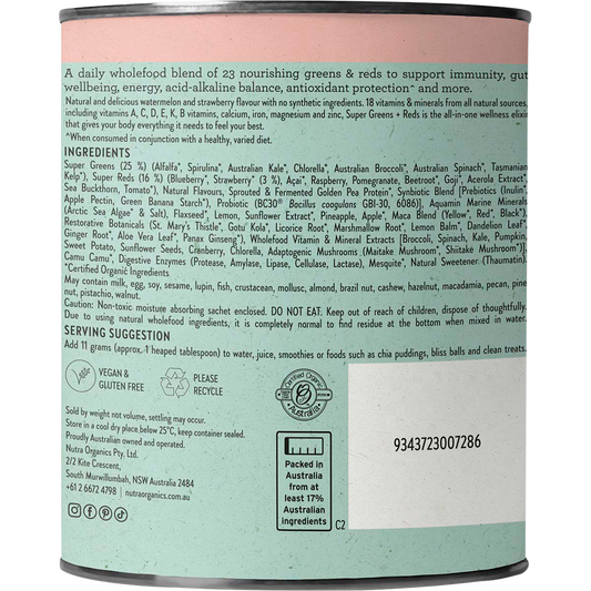 Nutra Naturals Super Greens + Reds Watermelon Strawberry