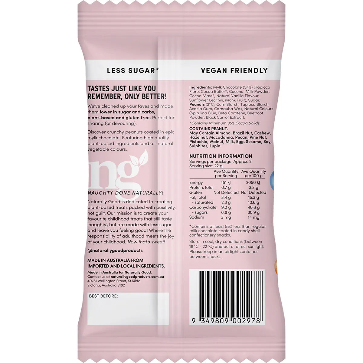 NATURALLY GOOD Peanut Mylk Partyz 55% Less Sugar x 10