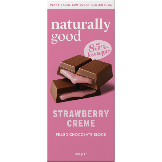 Naturally Good Filled Chocolate Block Strawberry Creme - Box of 15