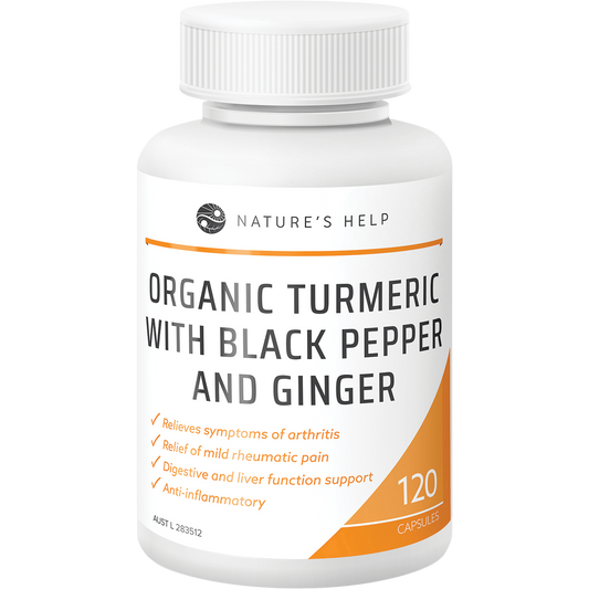 Nature's Help Organic Turmeric Capsules with Black Pepper Ginger
