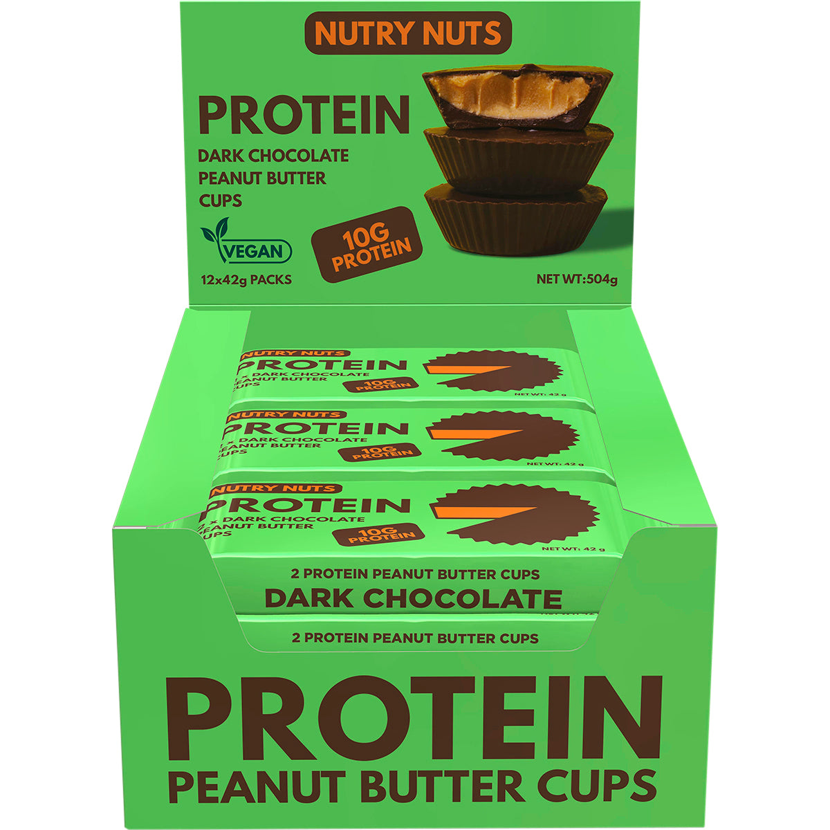 NUTRY NUTS Protein Peanut Butter Cups Dark Chocolate x 12