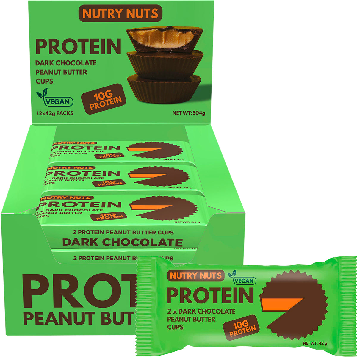 NUTRY NUTS Protein Peanut Butter Cups Dark Chocolate x 12