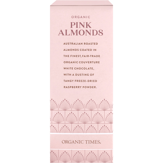 Organic Times Pink Raspberry Dusted White Choc Almonds