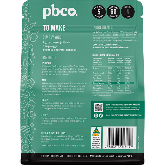 PBco Sunflower & Linseed Bread Mix Low Carb
