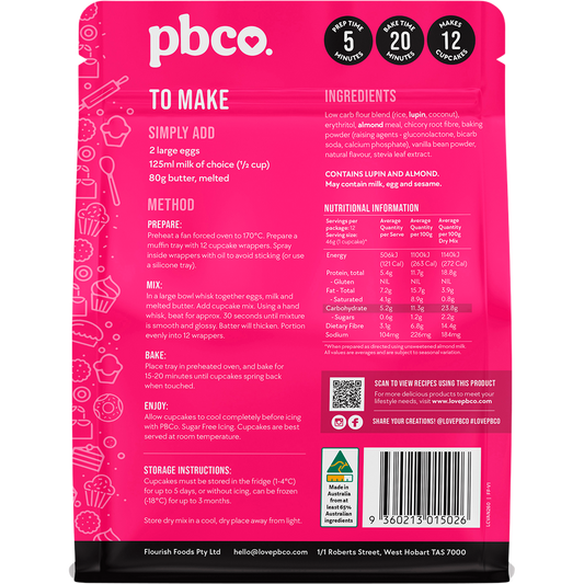 PBco Vanilla Cupcake Mix Low Carb