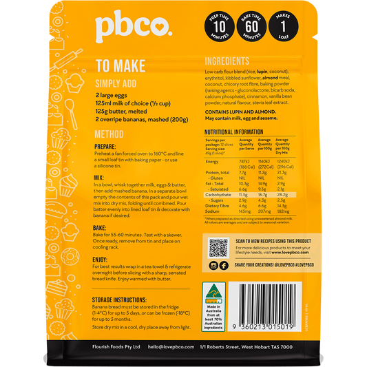PBco Banana Bread Low Carb