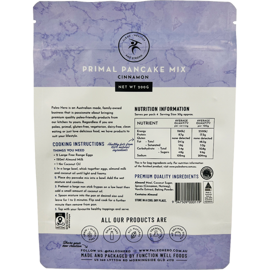 Paleo Hero Primal Pancake Mix Cinnamon