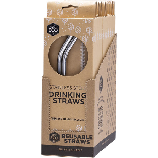EVER ECO Stainless Steel Straws Bent 1 x 2pk
