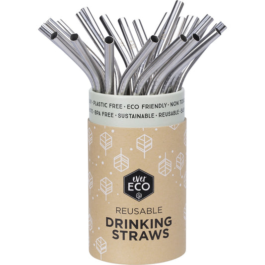 EVER ECO Stainless Steel Straws Bent 1 x 25pk