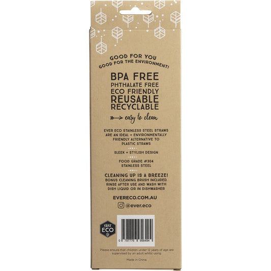 EVER ECO Stainless Steel Straws Bent Smoothie 1 x 4pk