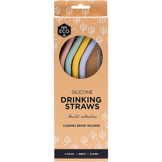 Ever Eco Silicone Straws Bent Pastel Collection