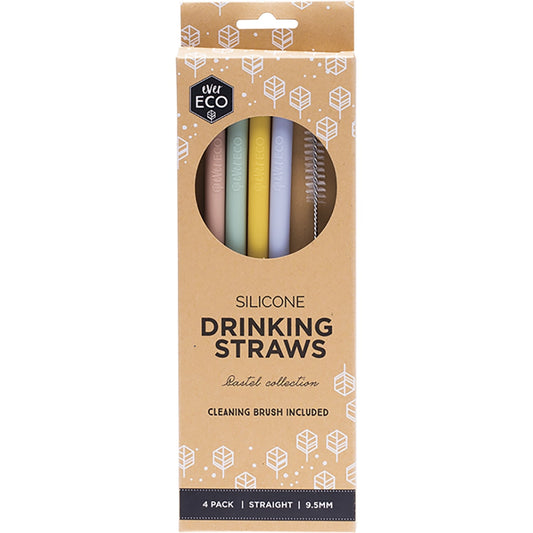 EVER ECO Silicone Straws Straight Pastel Collection 1 x 4pk