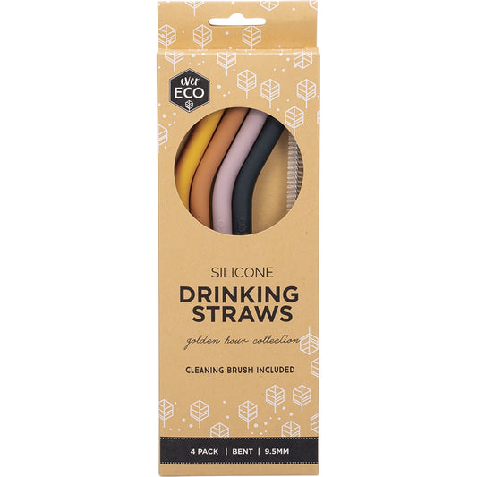 EVER ECO Silicone Straws Bent Golden Hour Collection 1 x 4pk