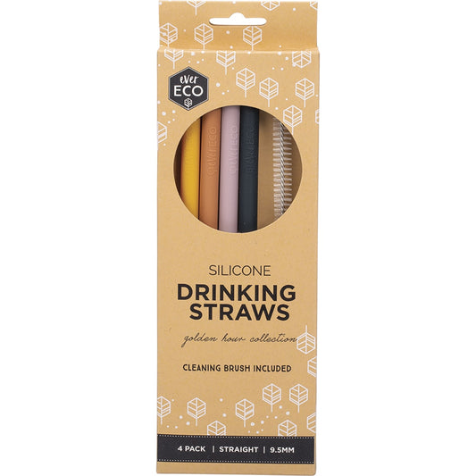 EVER ECO Silicone Straws Straight Golden Hour Collection 1 x 4pk