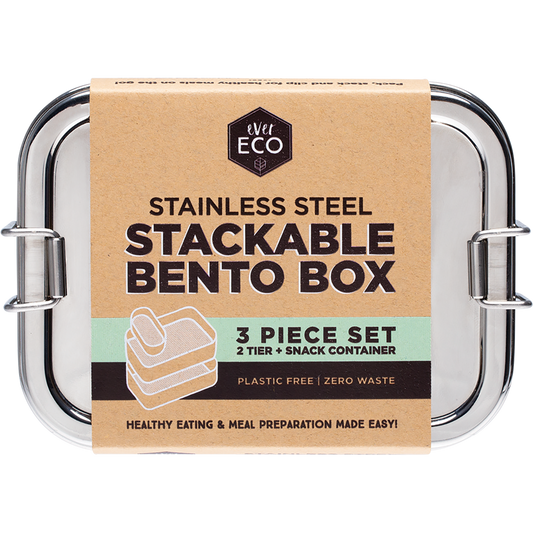 Ever Eco Stainless Steel Stackable 2 Tier Bento + Mini Snack