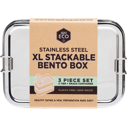 Ever Eco Stainless Steel XL Stackable 2 Tier Bento +Mini Snack