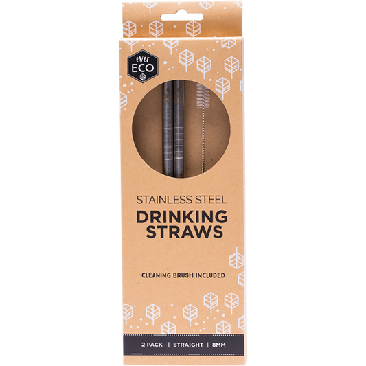 Ever Eco Stainless Steel Straws Straight 12 x 2pk
