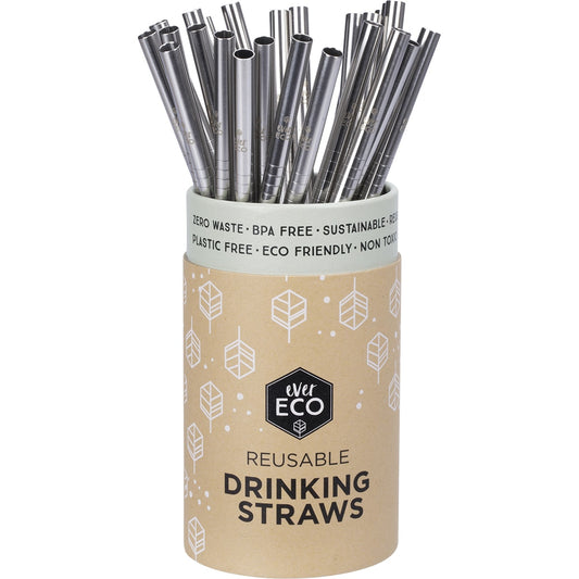 EVER ECO Stainless Steel Straws Straight 1 x 25pk