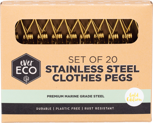 Ever Eco Stainless Steel Clothes Pegs Premium Marine Grade Gold 24 x 20pk