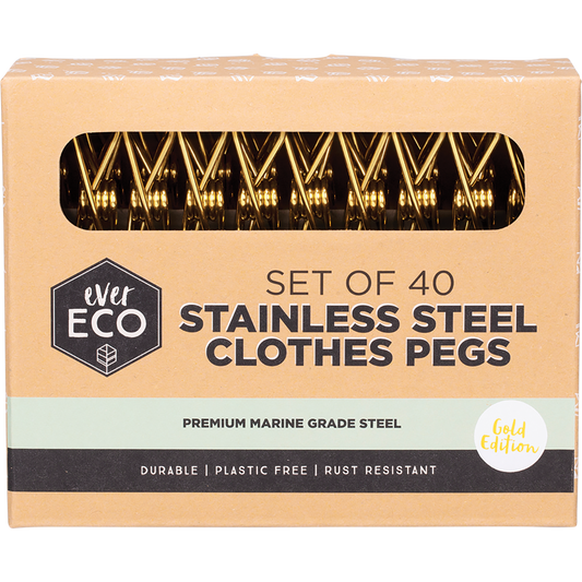 Ever Eco Stainless Steel Clothes Pegs Premium Marine Grade Gold 24 x 20pk