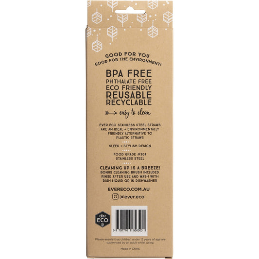 EVER ECO Stainless Steel Straws Straight Smoothie 1 x 4pk