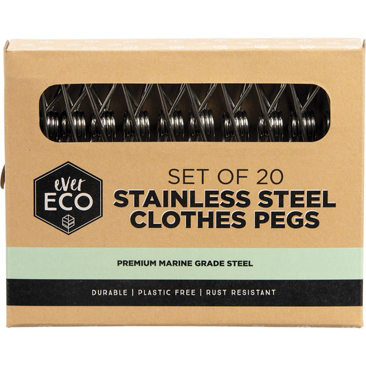 EVER ECO Stainless Steel Clothes Pegs Premium Marine Grade 1 x 20pk
