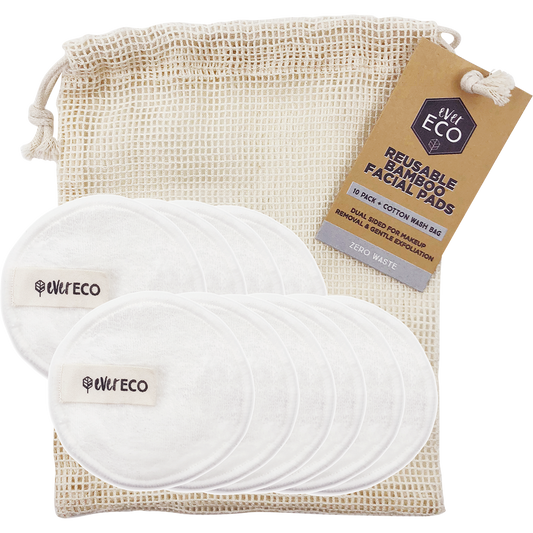 Ever Eco Reusable Bamboo Facial Pads White with Cotton Wash Bag