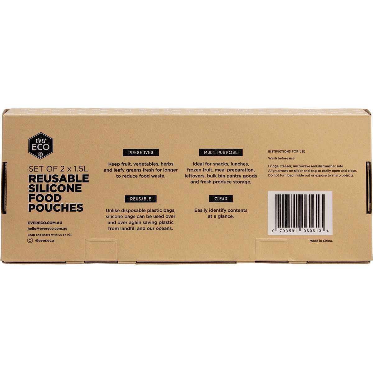EVER ECO Reusable Silicone Food Pouches 2 x 1.5L