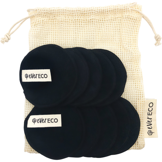 Ever Eco Reusable Bamboo Makeup Removal Pads Black with Wash Bag
