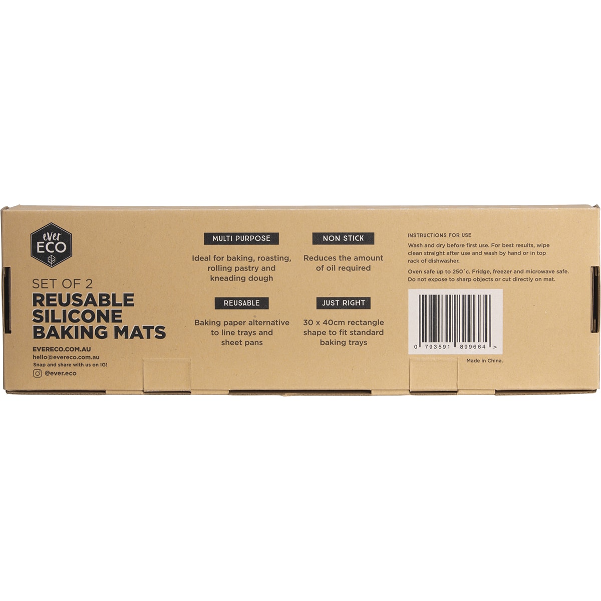 EVER ECO Reusable Silicone Baking Mats 30 x 40cm  1 x 2pk