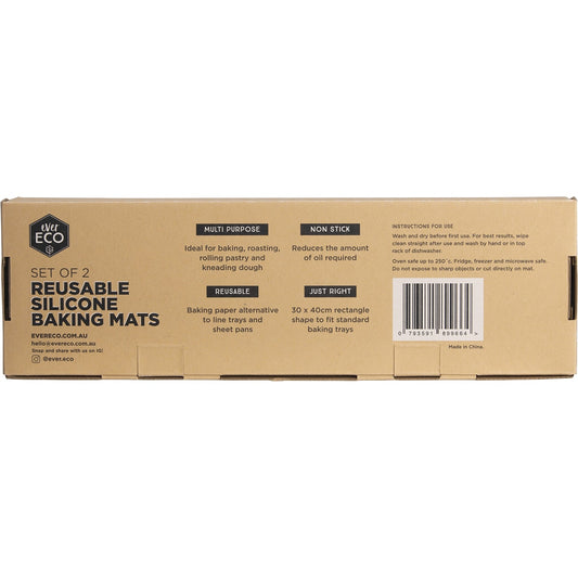 EVER ECO Reusable Silicone Baking Mats 30 x 40cm  1 x 2pk