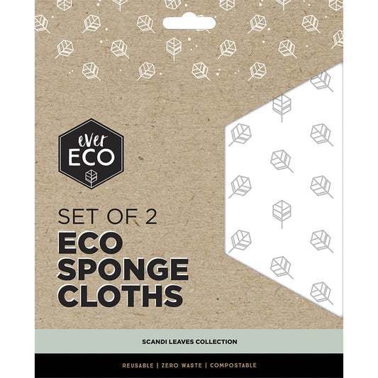 EVER ECO Eco Sponge Cloths Scandi Leaves Collection 1 x 2pk