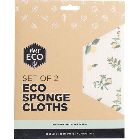 EVER ECO Eco Sponge Cloths Vintage Citrus Collection 1 x 2pk