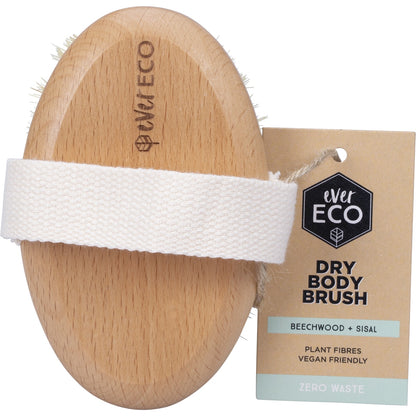 EVER ECO Dry Body Brush Beech Wood Handle, Sisal Bristles x 1