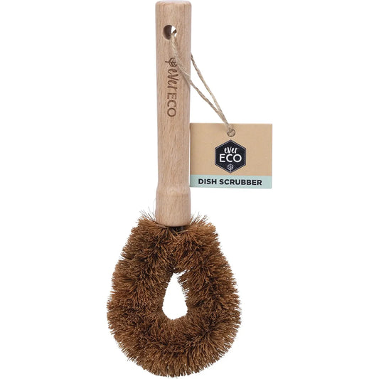 EVER ECO Dish Scrubber Beech Wood Handle, Coconut Bristles x 1