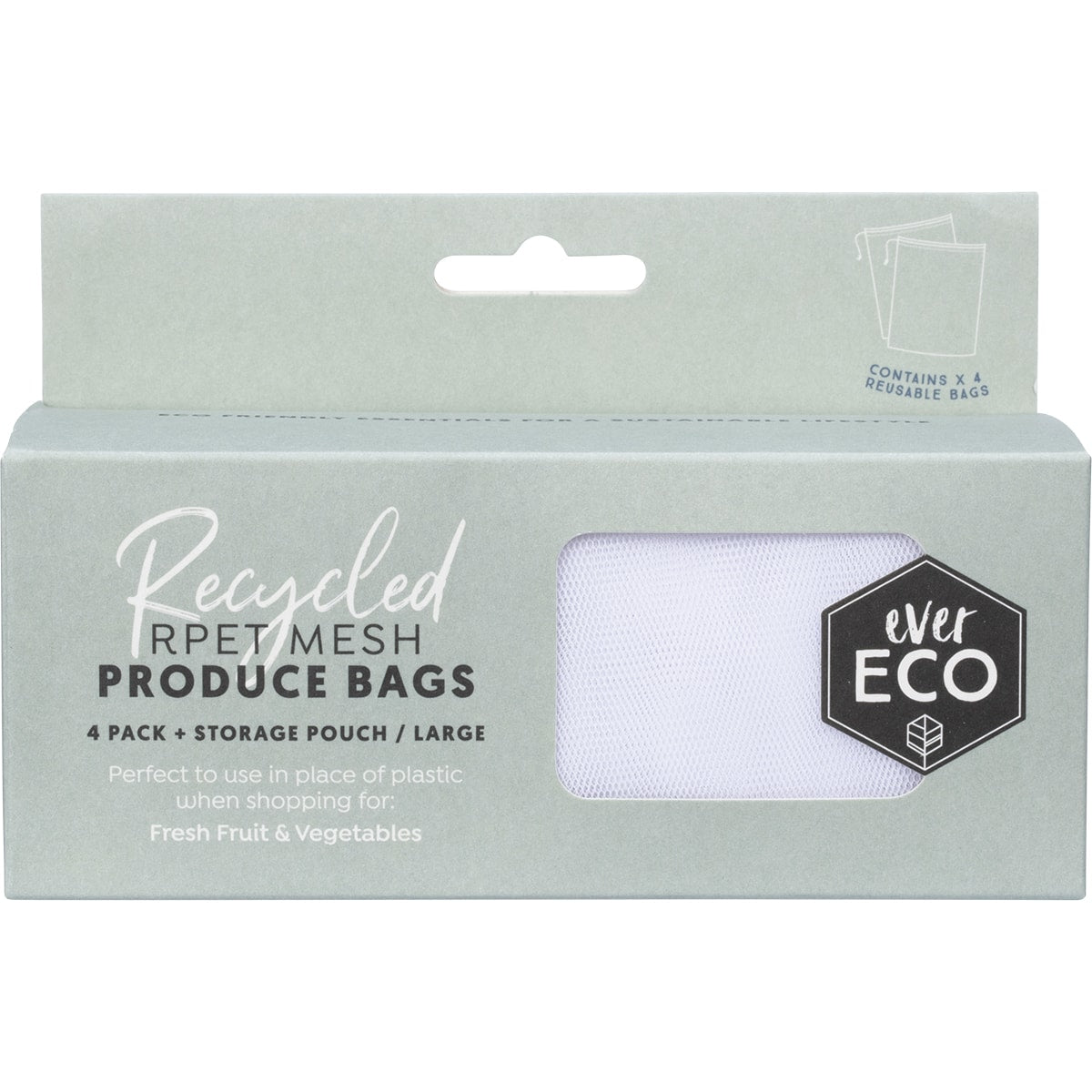 EVER ECO Reusable Produce Bags Recycled Polyester Mesh 1 x 4pk