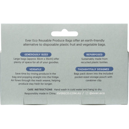 EVER ECO Reusable Produce Bags Recycled Polyester Mesh 1 x 4pk