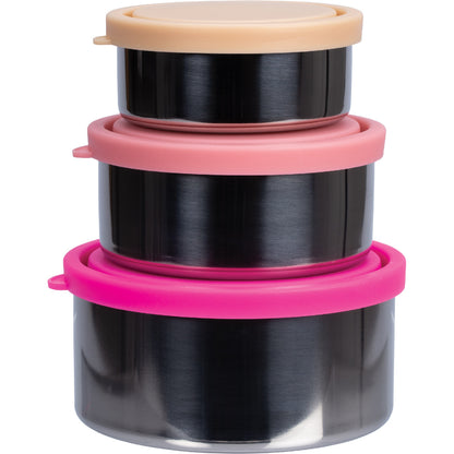 EVER ECO Stainless Steel Round Containers Rise Leak Resistant 1 x 3pk